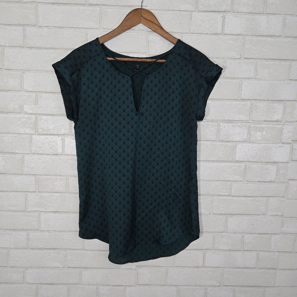 Express dark green printed top